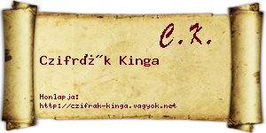 Czifrák Kinga névjegykártya